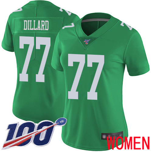 Women Philadelphia Eagles #77 Andre Dillard Limited Green Rush Vapor Untouchable NFL Jersey 100th Season->nfl t-shirts->Sports Accessory